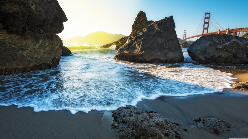 Golden Gate Bridge View — Blue, Serene, Sunset