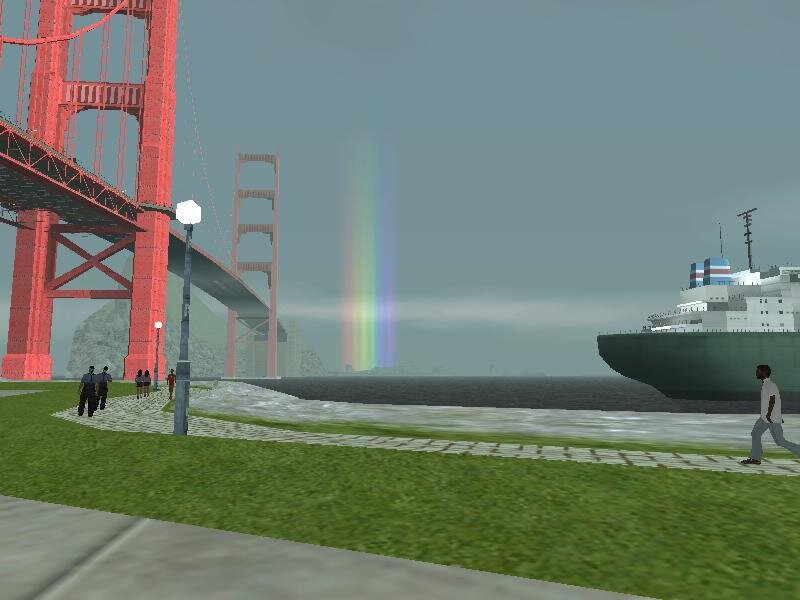 Golden Gate Bridge with rainbow