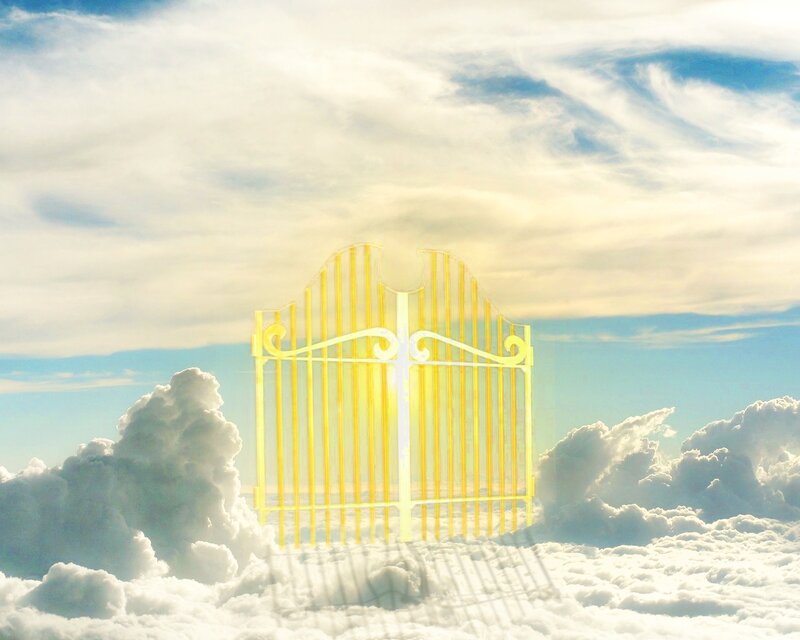 Golden gate in the clouds