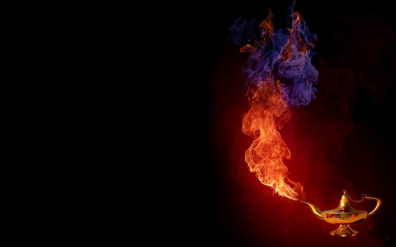 Golden Genie Lamp — Black