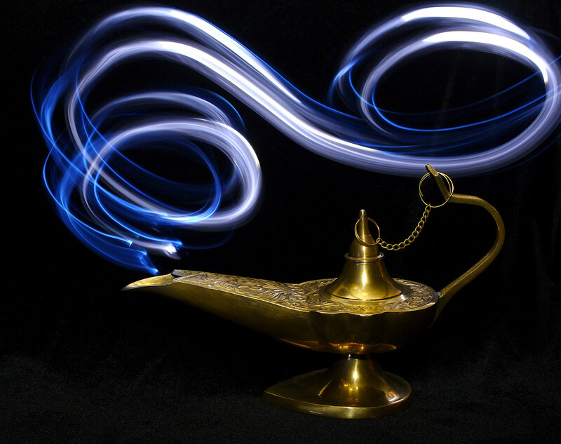 Golden Genie Lamp — Gold, Dramatic