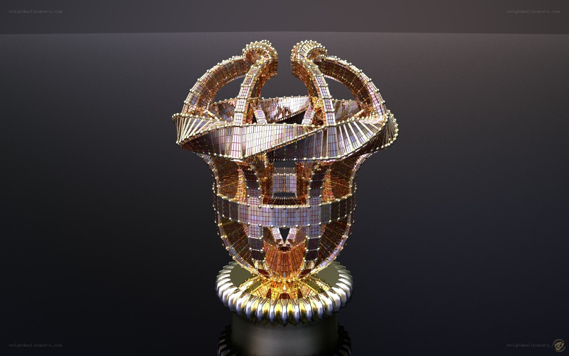 golden geometric sculpture
