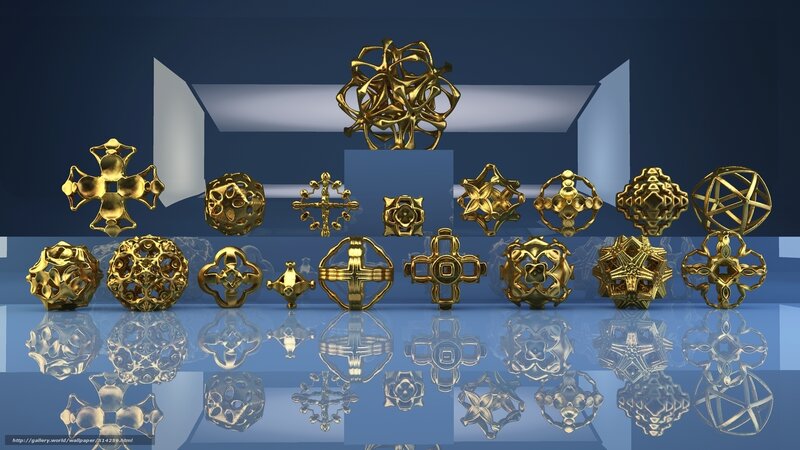 Golden geometric sculptures