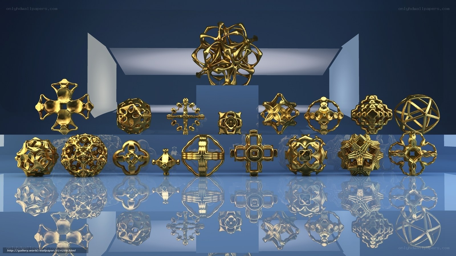 Golden geometric sculptures