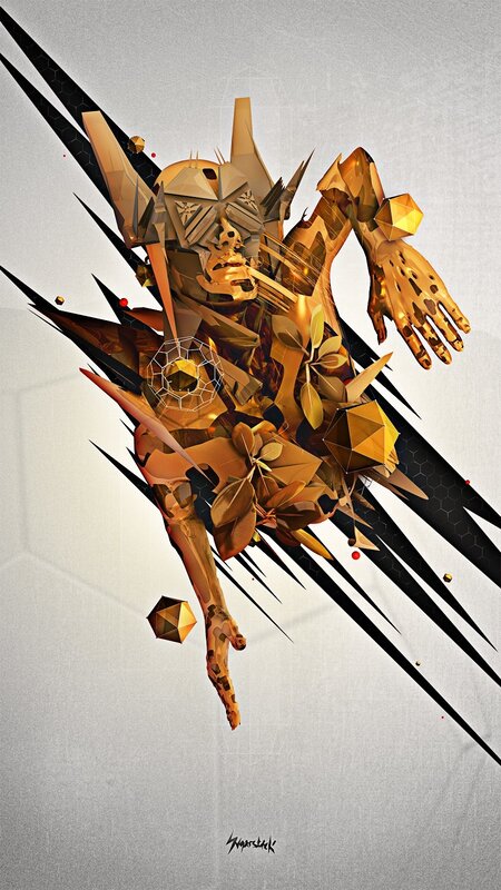 golden geometric warrior