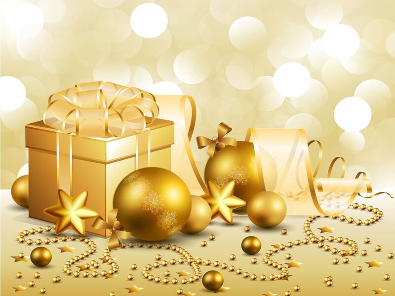 Golden Gift Box and Ornaments