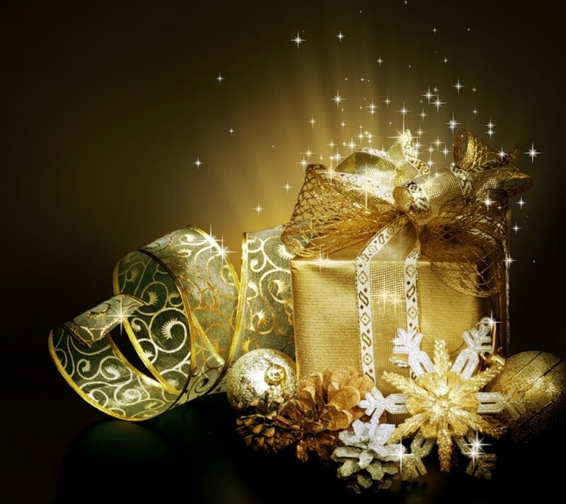 Golden Gift Box — Gold, Festive, Night