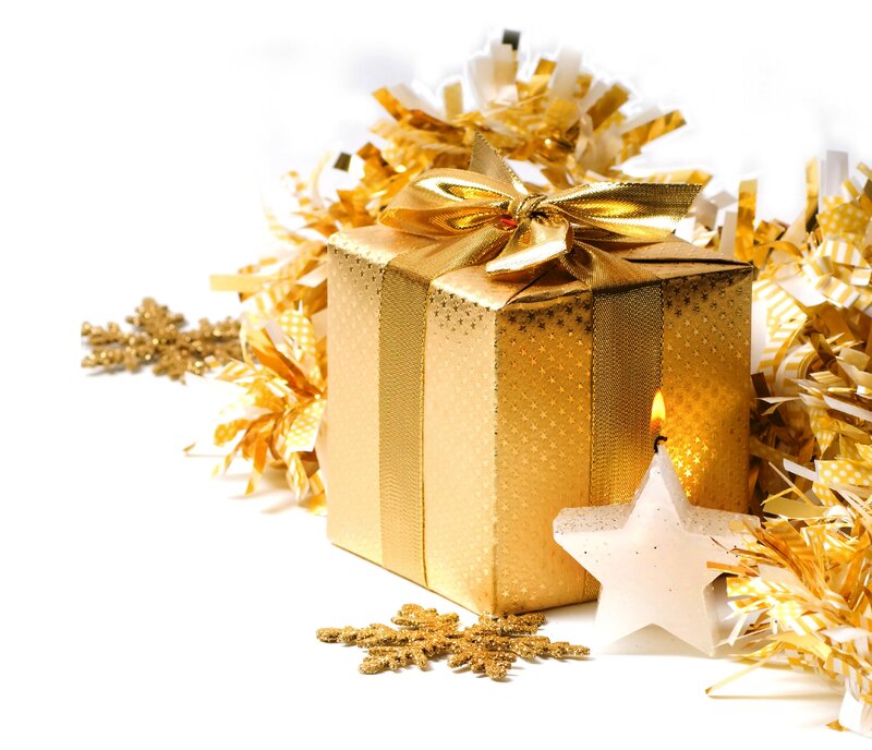 Golden Gift Box — Gold, Festive, Photograph, Star Candle
