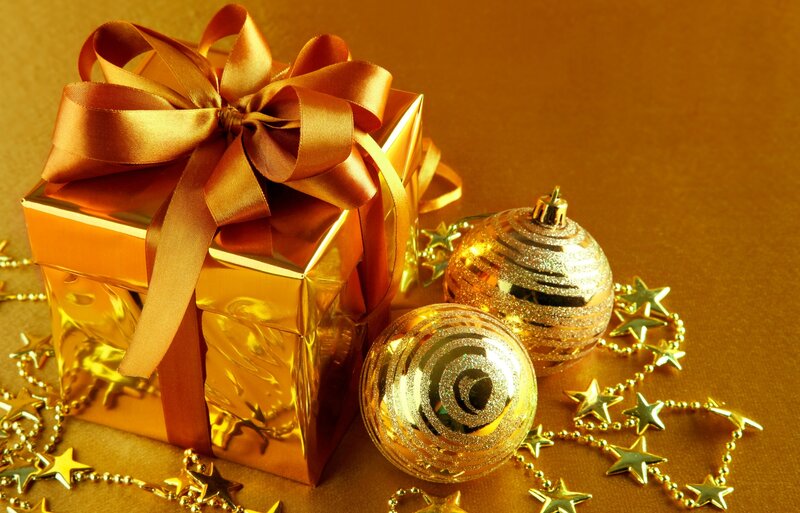Golden Gift Box — Gold, Festive, Photograph