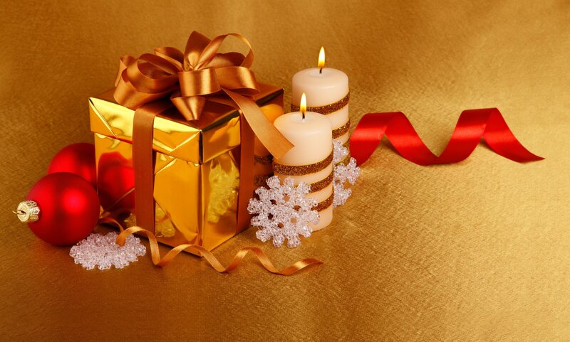 Golden Gift Box with Candles