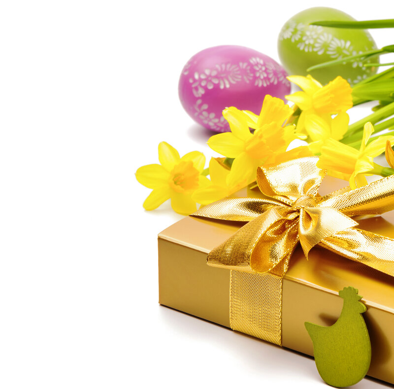 Golden Gift Box with Flowers
