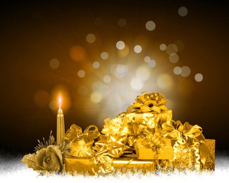 Golden Gift Boxes — Gold, Festive, Night