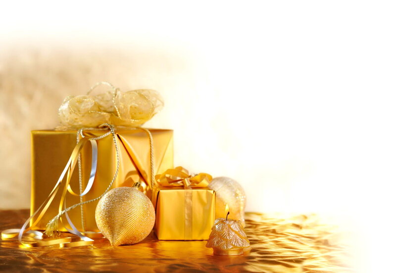 Golden Gift Boxes — Gold, Festive, Photograph, Ornaments