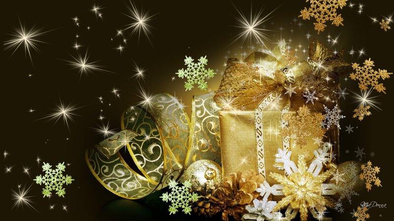 Golden Gift Boxes — Gold, Festive