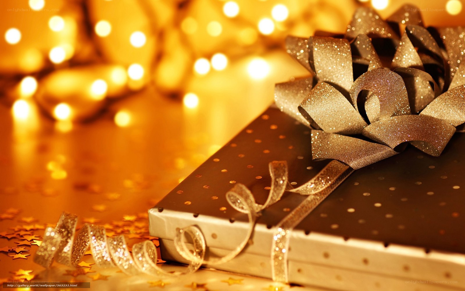 golden gift with bow