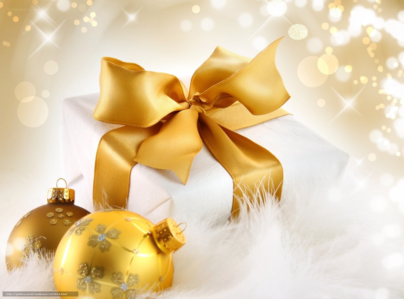 Golden gift with ornaments