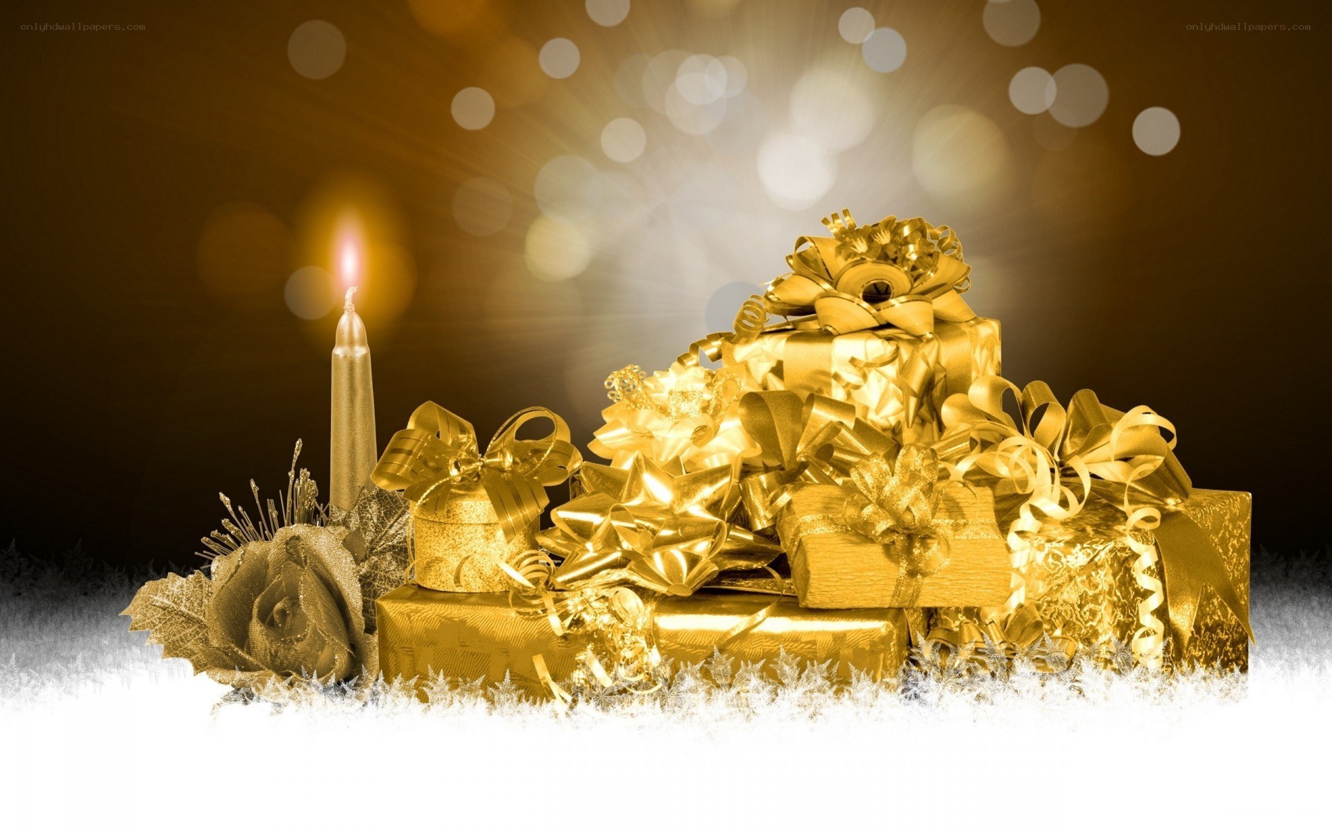 golden gifts and candle