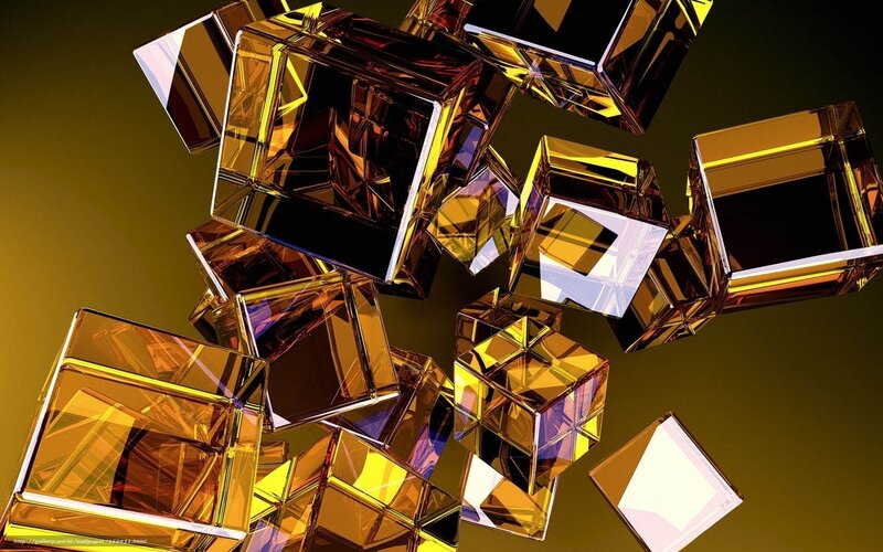 Golden Glass Cubes — Gold, Abstract, 3d Render