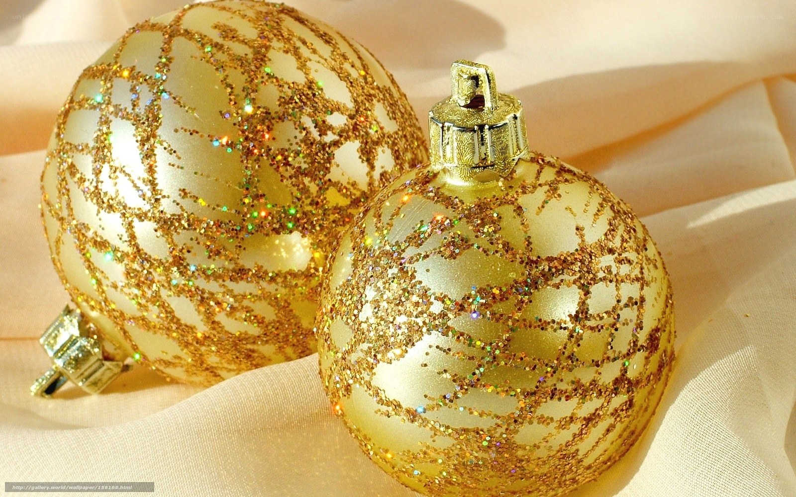 Golden glitter Christmas ornaments