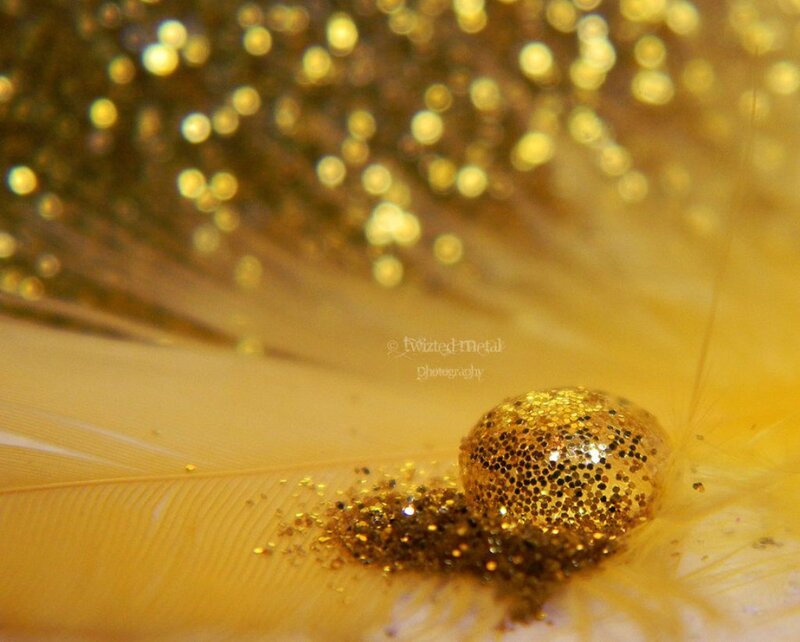 Golden Glitter on Feather