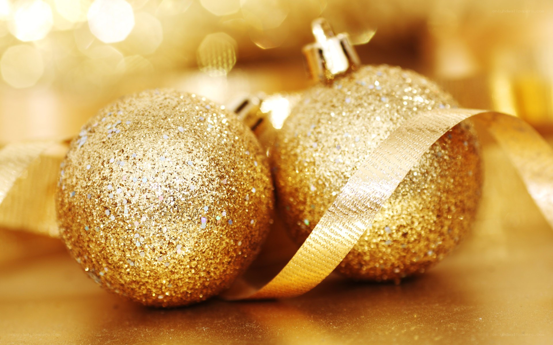 Golden glitter ornaments