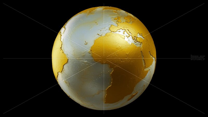 golden globe with continents