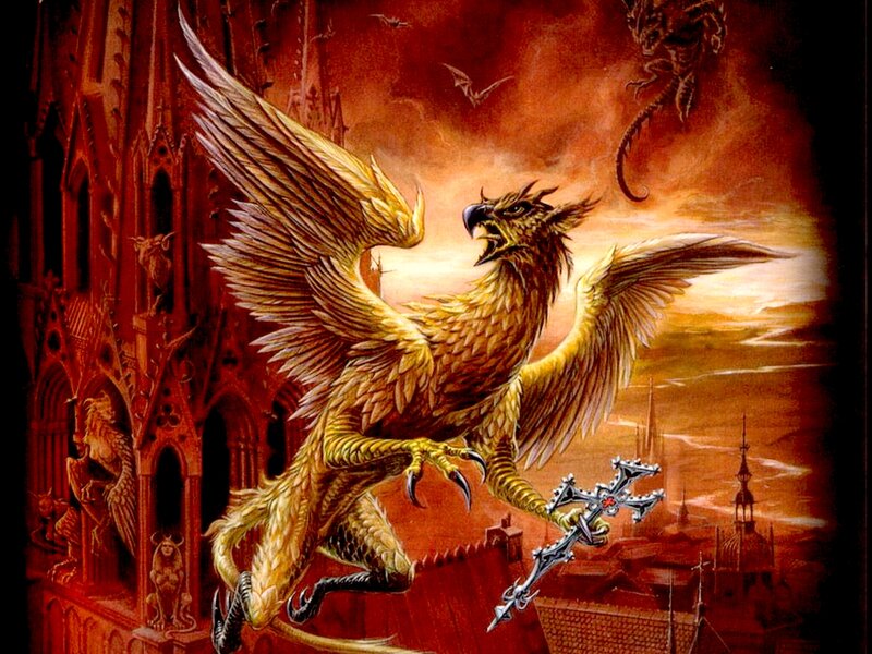 Golden Griffin Holding Sword