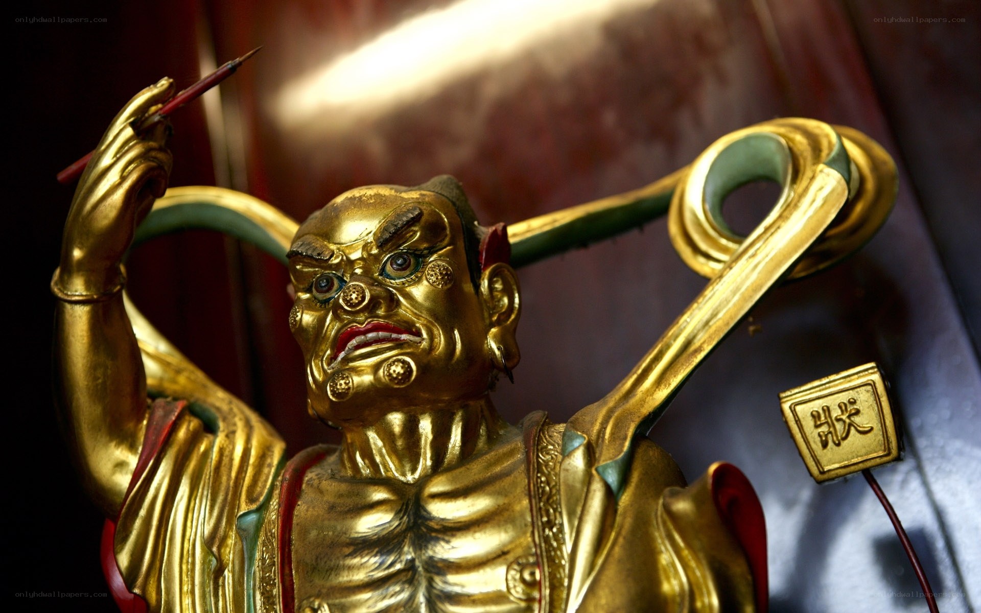 Golden guardian statue