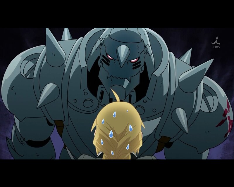 Golden-haired Character Facing Armored Figure