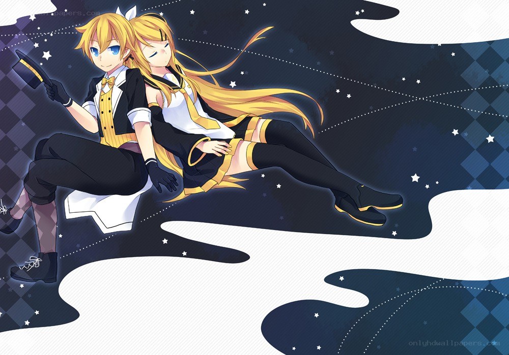 Golden-haired duo in starry night