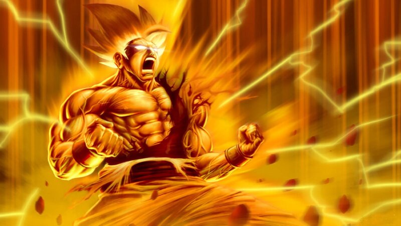 Golden-haired Warrior — Yellow, Dramatic, Digital Art, Lightning, Energy Aura