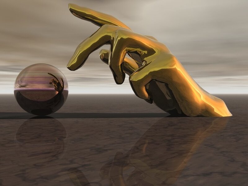 Golden Hand Sculpture — Gold