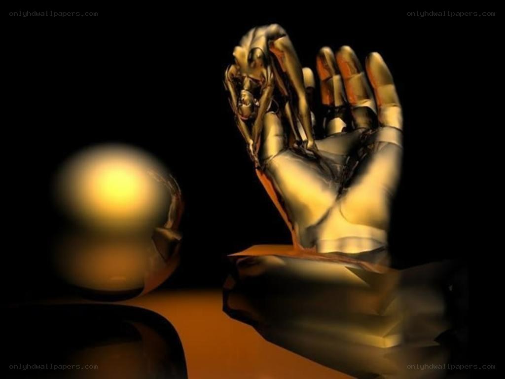 golden hand sculpture
