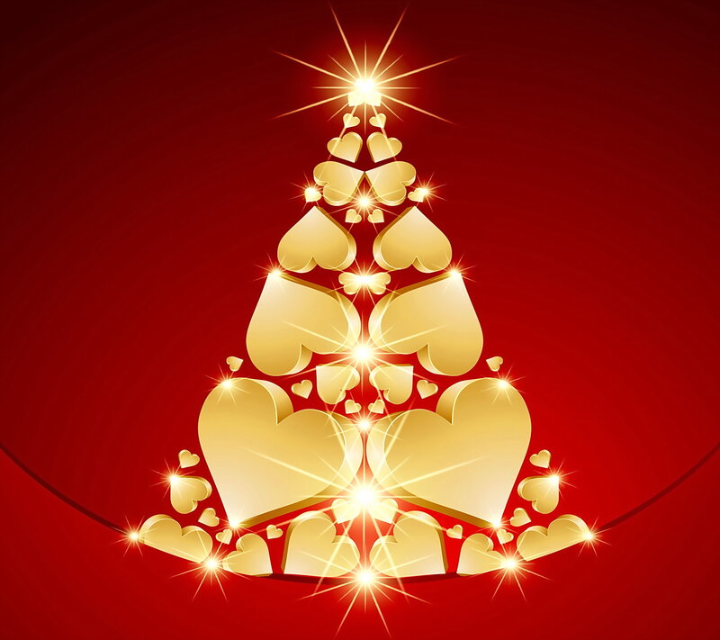 Golden Heart Christmas Tree