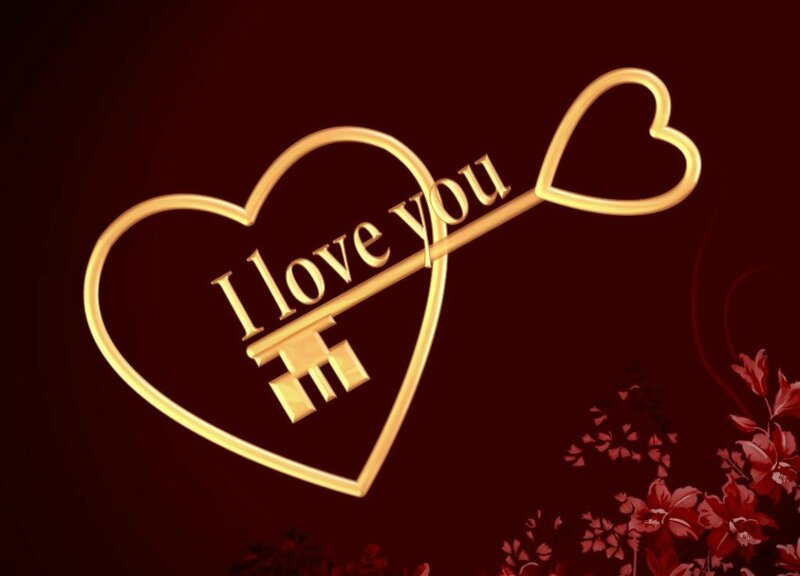 Golden Heart Key — Red
