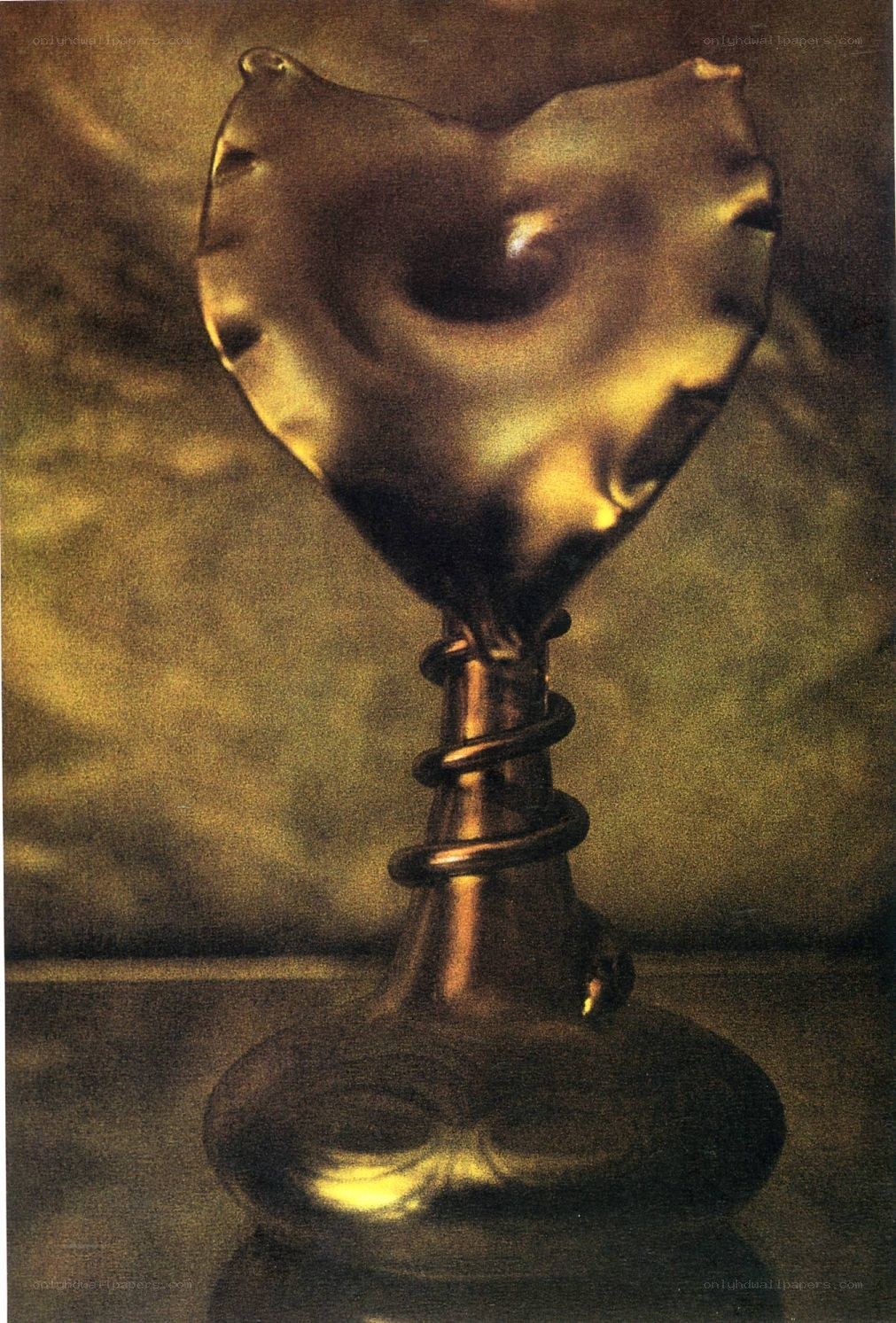 Golden heart-shaped goblet