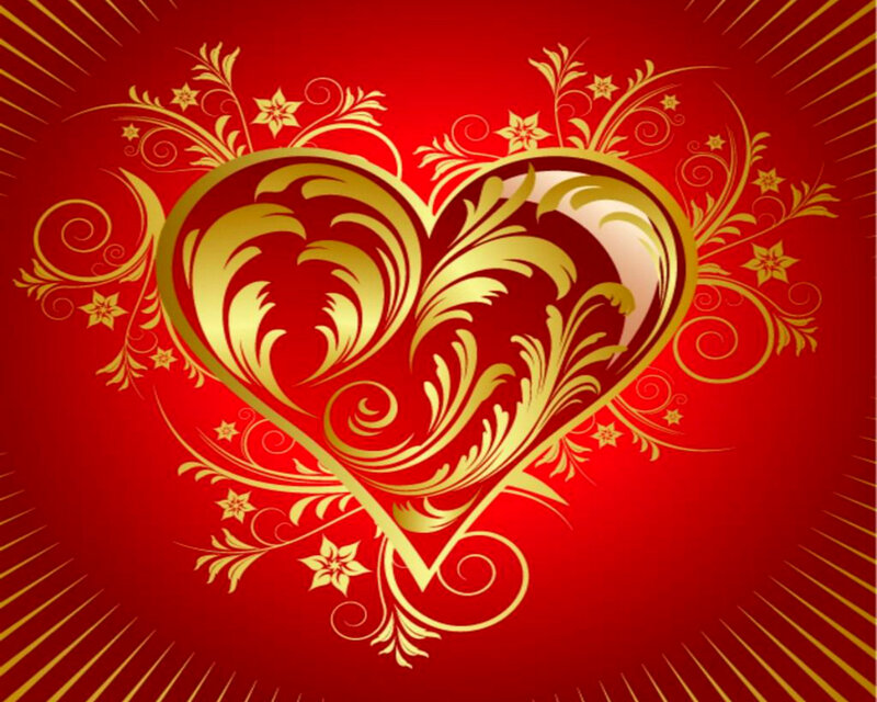 Golden Heart with Floral Patterns
