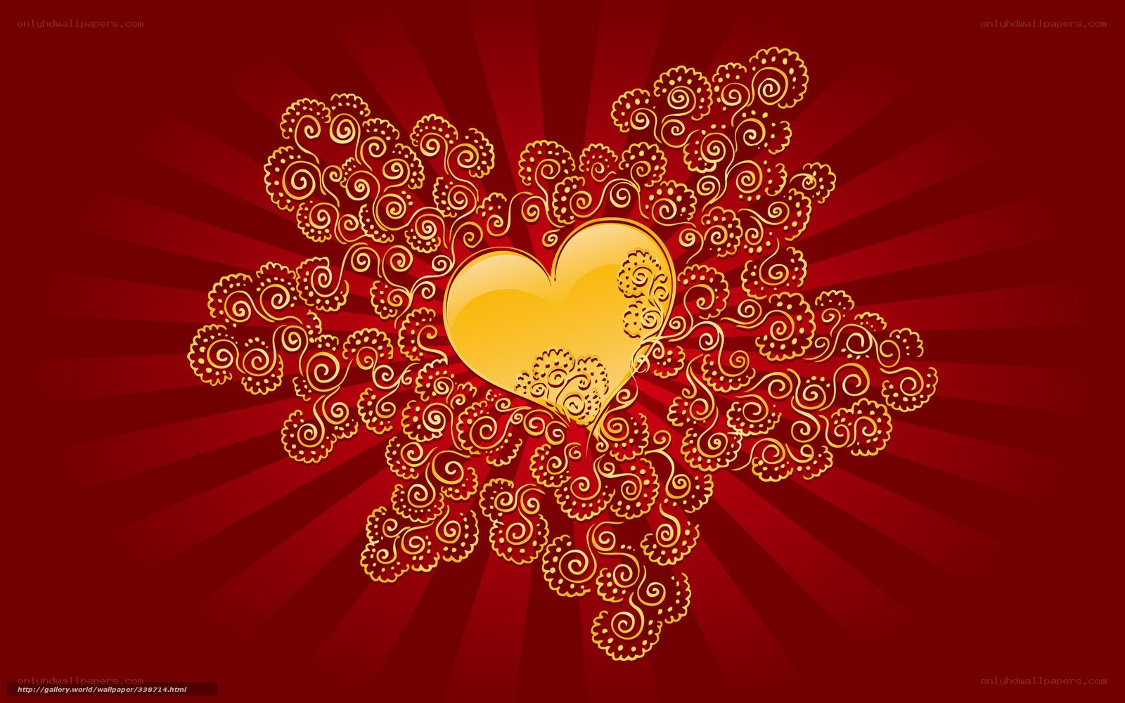 Golden heart with ornate swirls