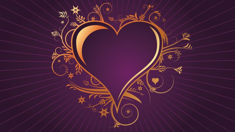 Golden Heart with Vines — Purple