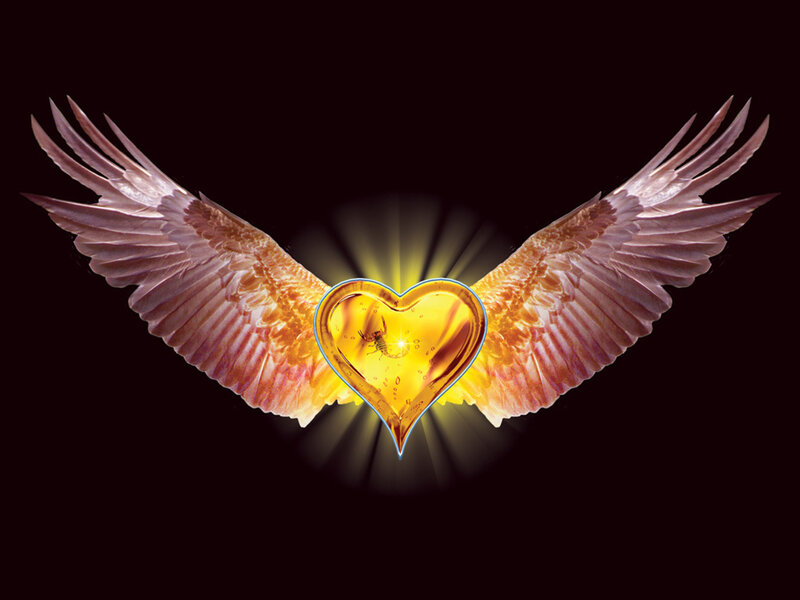 Golden Heart with Wings — Gold, Dramatic