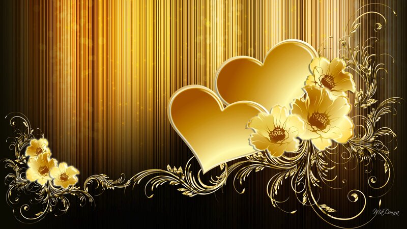 Golden Hearts and Flowers — Gold