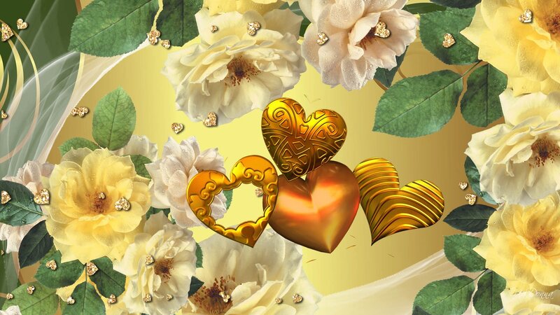 Golden Hearts and Flowers