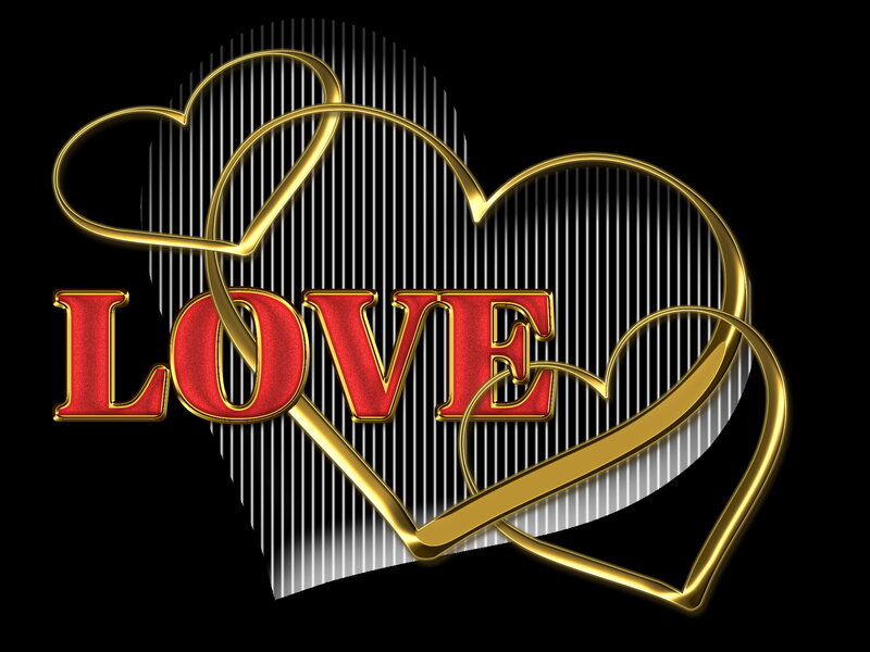 Golden Hearts and Red Text