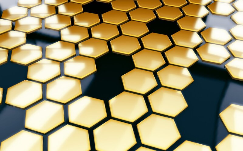Golden Hexagonal Tiles — Gold, Geometric, 3d Render