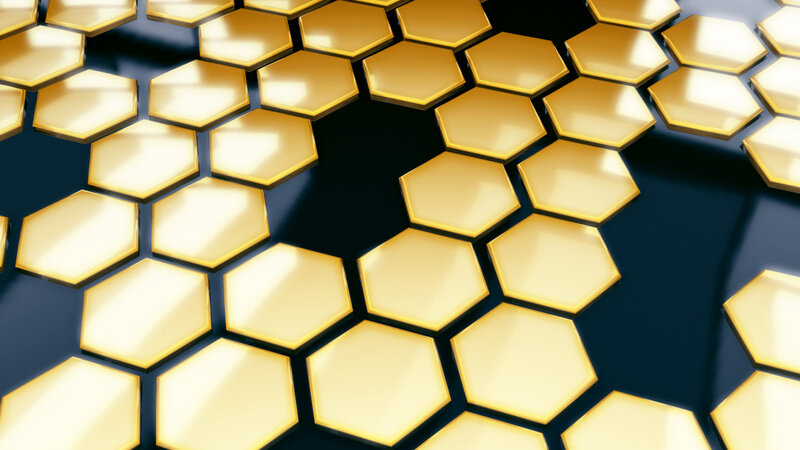 Golden Hexagonal Tiles — Gold, Modern, 3d Render, Hexagons