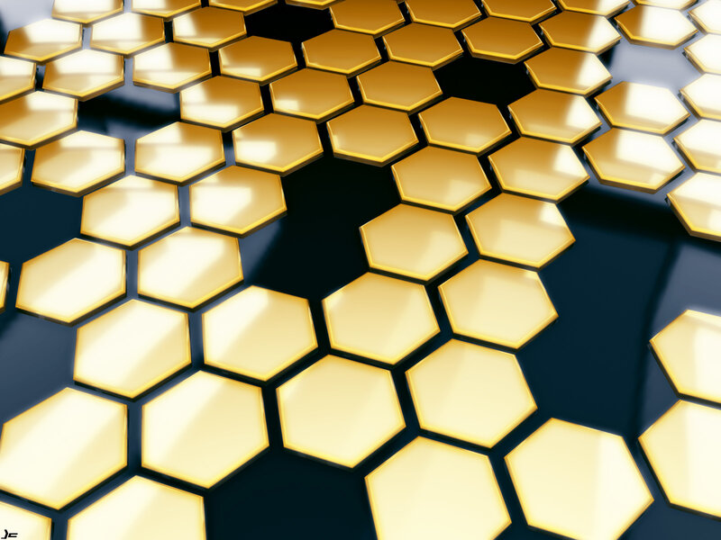 Golden Hexagonal Tiles — Gold, Modern, 3d Render