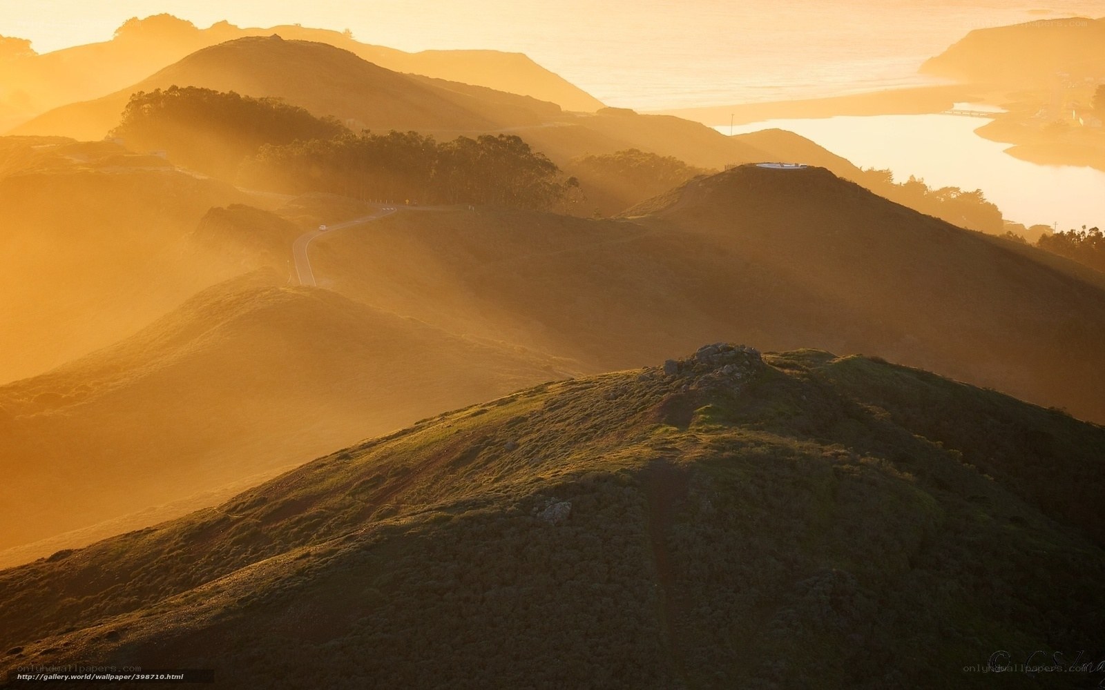 Golden hills at sunrise