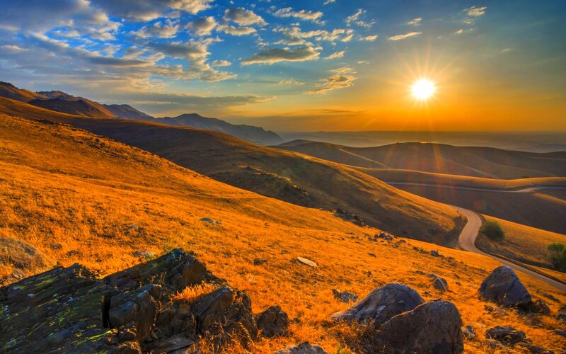 Golden Hills at Sunset — Orange, Serene