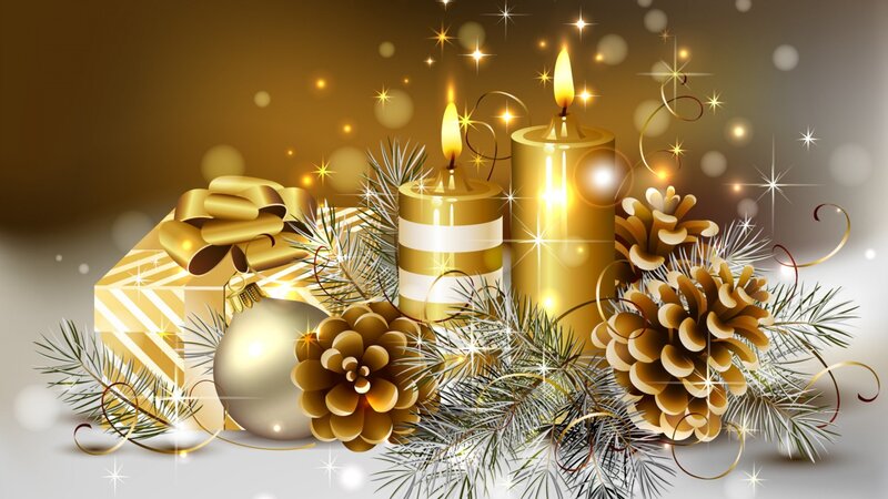 Golden Holiday Arrangement — Gold, Festive