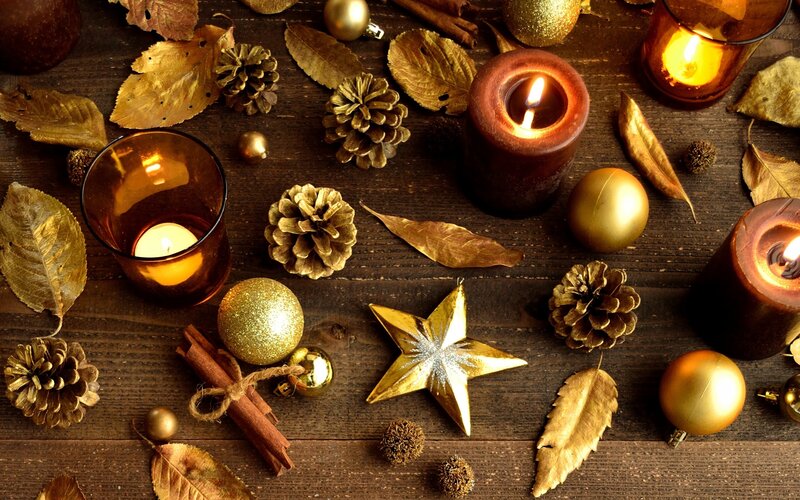 Golden Holiday Decorations — Brown